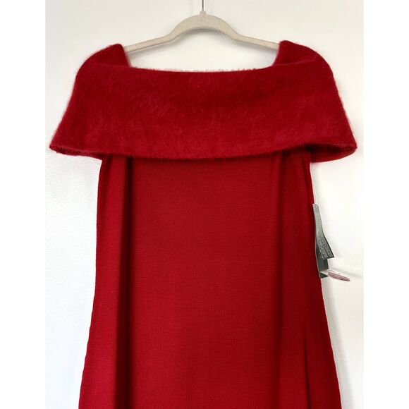 NWT VTG Lauren Ralph Lauren Red Merino Wool Off Shoulder Knit Gown Angora Medium - Picture 7 of 13